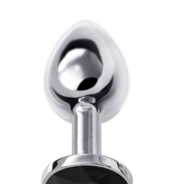 Анальная втулка Metal by TOYFA.металл серебряная с черным кристаллом 7.5 , Ø3 см 145 г-712003