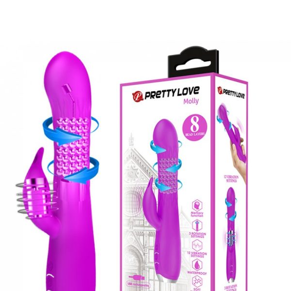Вибратор c вращающимися шариками и клиторальным стимулятором PrettyLove Molly BI-014692