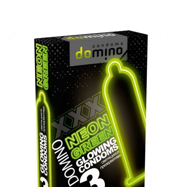 Презервативы Domino Neon Green светящиеся 3 шт, цена за уп, 06187