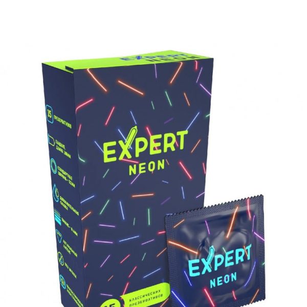 ПРЕЗЕРВАТИВЫ EXPERT NEON № 15 (СВЕТЯЩИЕСЯ) NEW, 15 штук