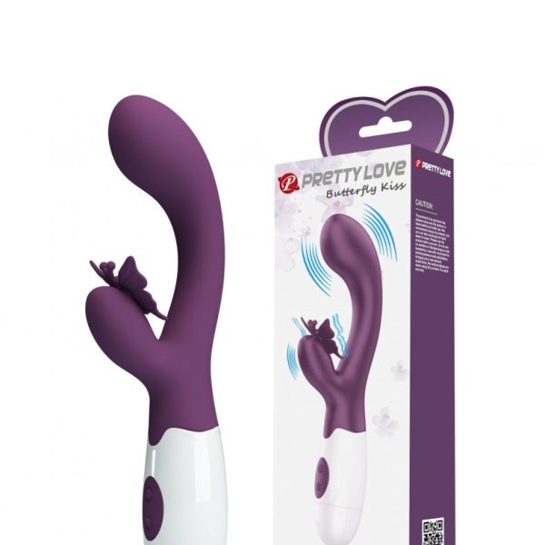 Вибратор с клиторальной бабочкой Butterfly Kiss BI-014927-A2