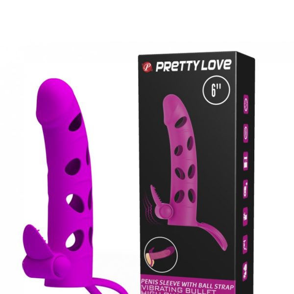 Силиконовая насадка Pretty Love с клиторальным стимулятором BI-026215-1