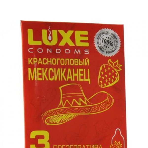 Презервативы «Luxe» Красноголовый мексиканец, клубника, 3 шт, цена за упак, 8782