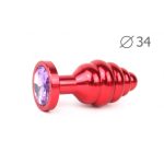 Втулка анальная RED PLUG MEDIUM (красная), L 80 мм D 34 мм, вес 90г, цвет кристалла светло-фиолетовы