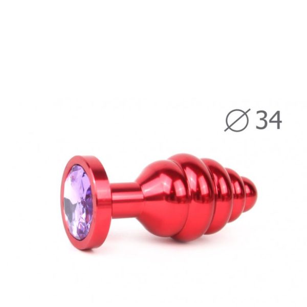 Втулка анальная RED PLUG MEDIUM (красная), L 80 мм D 34 мм, вес 90г, цвет кристалла светло-фиолетовы