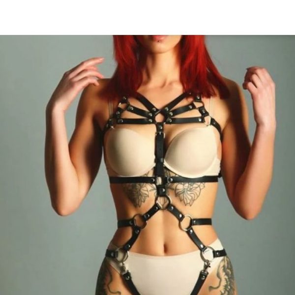 Leather Chest Harness Straps Waist Adjustable Gothic Straps Cage Bras Body C81024