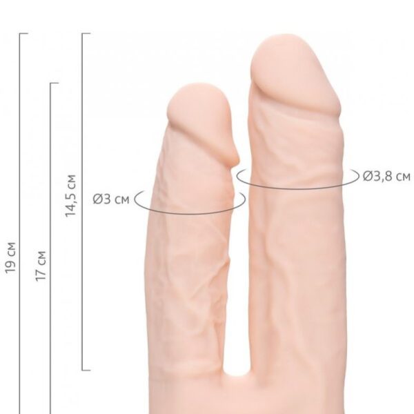 Фаллоимитатор для двойного проникновения RealStick Silicone Armie H, сайлекспан, 19 см 9420014