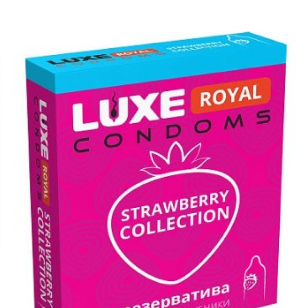 ПРЕЗЕРВАТИВЫ LUXE ROYAL STRAWBERRY COLLECTION гладкие с ароматом клубники 3 штуки