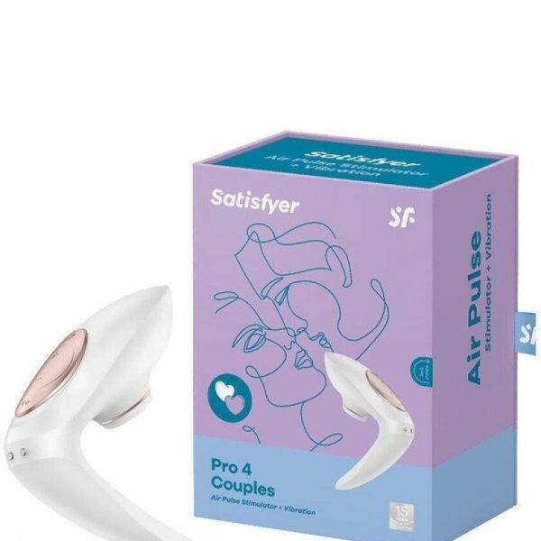 Стимулятор для пар SatisfyerPro 4 Couples,вакуум-волновой бесконтакт,силикон,белый, 19,5 см J2018-18