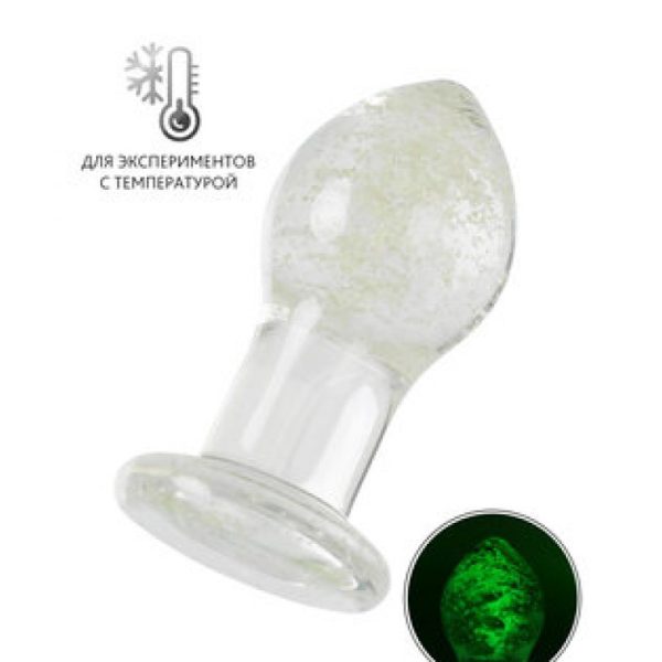 Анальная втулка Sexus Glass светящаяся в темноте, стекло, прозрачная, 9 см 912308