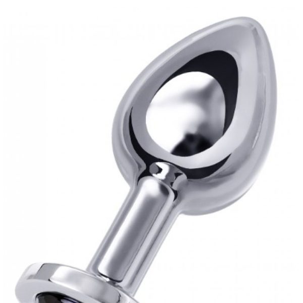 Анальная втулка Metal by TOYFA.металл серебряная с черным кристаллом 10 см * 4 см 360 г-712009